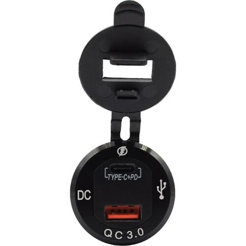 USB Car Charger With Digital Voltmeter Dual Port Charger Socket Adapter For 12-24V Car Motorcycles TYPE-C/PD Interface