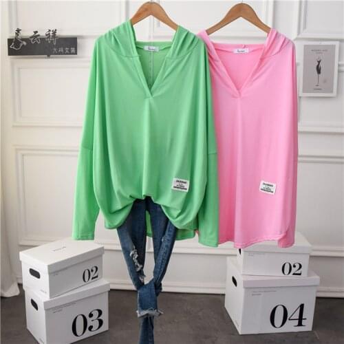 Women Thin See Through Hooded Tees Long Sleeve 2021 Summer New Solid Ultra Soft Loose Casual T Shirt Tunic Top Maxi Size