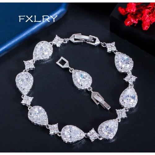 FXLRY High Quality Fashion Drop-Shaped Geometric Bracelet Bracelet For Women With AAA Zircon Fashion Jewelry