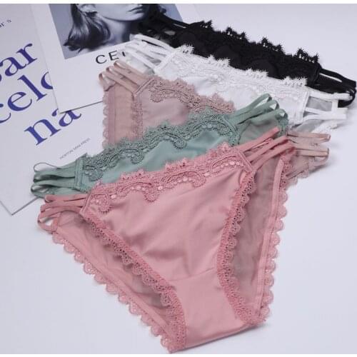 Woman Sexy Lingerie Clothes Silk Panties Thong Sexy Underwear Period Seamless Lace Transparent Women Panties Culotte Ouverte