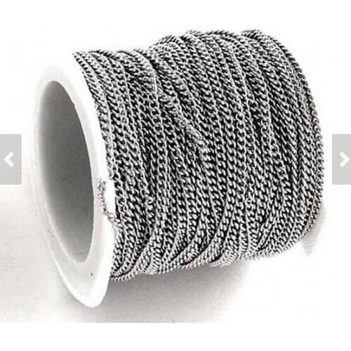 2mm/4mm sale in Bulk Jewelry Making Lot Meters Stainless Steel Jewelry findings marking closely cowboy chain