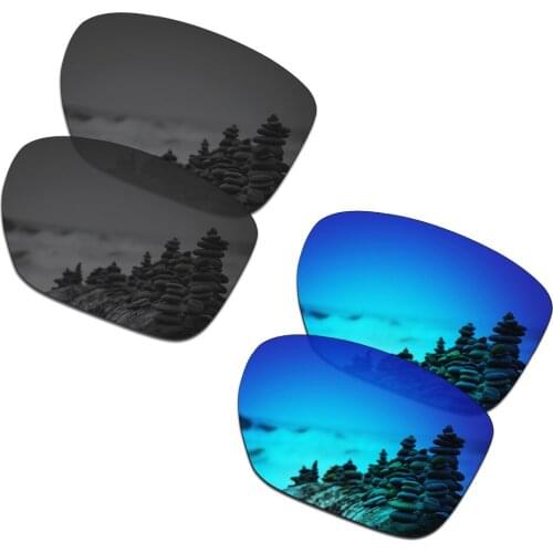 SmartVLT 2 Pairs Polarized Sunglasses Replacement Lenses for Oakley Sliver XL Stealth Black and Ice Blue