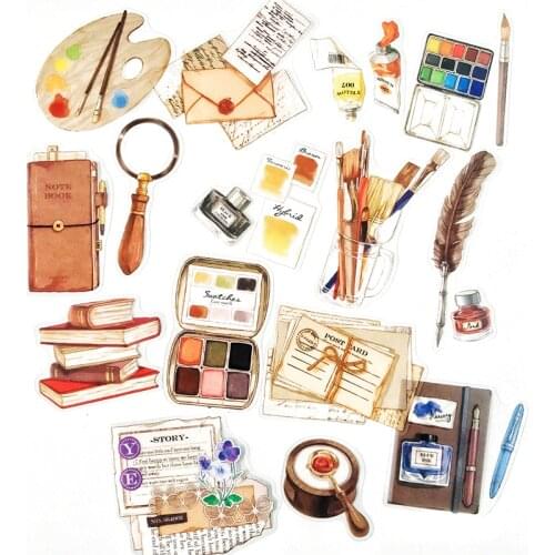 20 pcs/Pack Big Size Glass Travel in the Clouds Imagination Decorative Stickers Handbook Planner Decoration