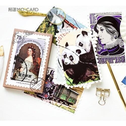 30 Sheets/Set Retro Stamp series Postcard/Greeting Card/Message Card/Birthday Letter Envelope Gift Card