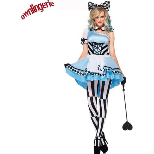5-piece Psychedelic Movie& Fairy Tales Storybook Halloween Cosplay Costumes Costume Alice Fancy Dress M,XL