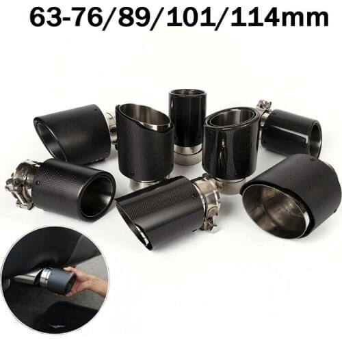 63mm In * 76mm 89mm 101mm 114mm Out Car Exhaust Tip Escape Muffler Pipe Matte Carbon Fiber Mount On Auto SUV