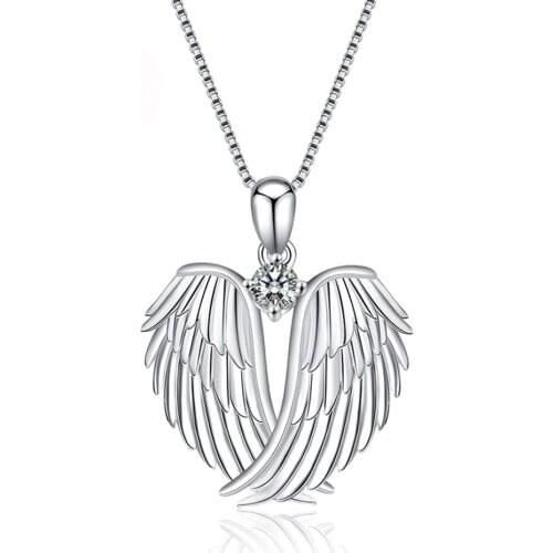925 sterling silver moissanite heart-shaped angel wings pendant diamond necklace women boutique luxury jewelry wholesale