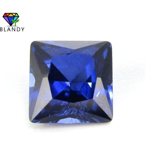Free Shipping Princess Cut 2x2~12x12mm Square Shape Blue Stone Gems Synthetic Corundum Stone For Jewelry