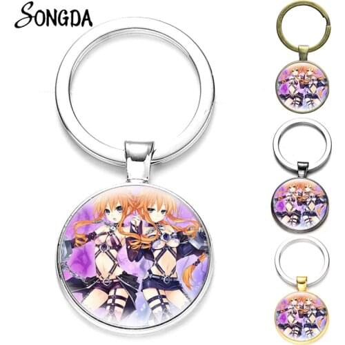 Anime Date A Live Keychain For Women Men Round Charms Key Chains Holder Himekawa Yoshino Keyrings Glass Dome Unisex Jewelry Gift