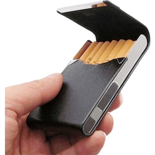 Hot Holds 7-14pcs Cigarettes Fashion Individuality PU Clamshell Cigarette Case Anti Pressure Waterproof Leisure Business Box