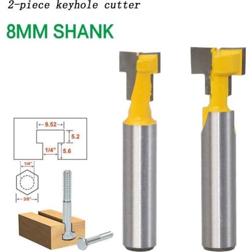 Woodworking milling cutter 8-handle keyhole cutter wood photo frame hanging wall T-type keyhole cutter Gong cutter