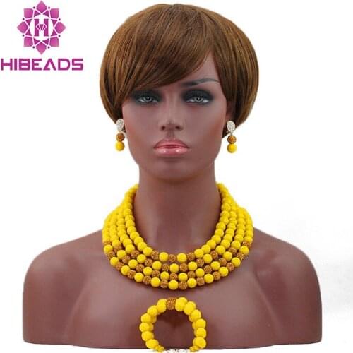Fantastic Yellow Coral Bridal Beads Jewelry Set 4 Layers Artificial Coral Beaded Jewelry Sets Free Shipping CNR604
