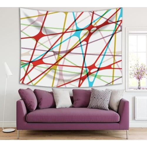 Tapestry Colorful Lines Futuristic Contemporary Home Decoration Artwork Printed Green Red Yellow