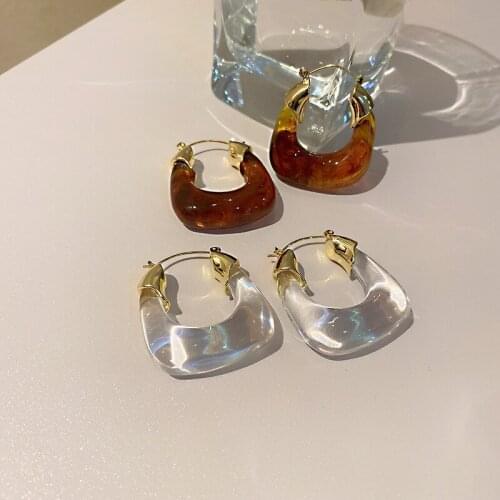 Colorful Acrylic Transparent Resin Circel Hoop Earrings Geometric For Women Girls Travel Party Jewelry