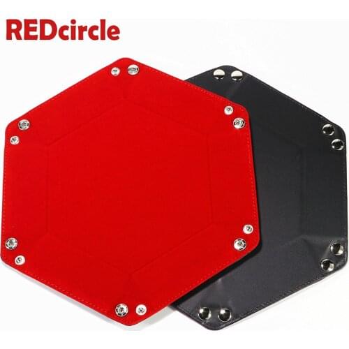 Dice Tray PU Leather Folding Holder hexagon Storage Soft Velvet Rolling Surface for RPG DND Table Games 210 x 44mm