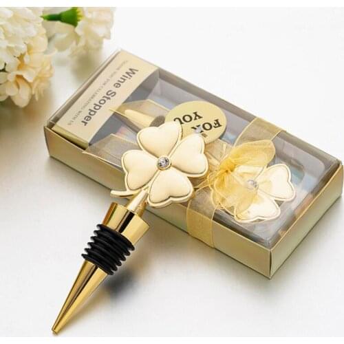 Lucky Clover Wine Bottle Stopper Four Leaf Clover Red Wine Stopper Wedding Favor Birthday Gift Event Giveaways LX2411