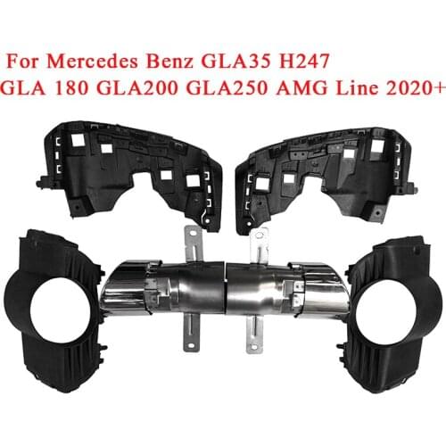 Car Modified Rear Bumper Turbo Exhaust Muffler Tip Steel Pipe For Mercedes Benz GLA35 H247 GLA 180 GLA200 GLA250 AMG Line 2020