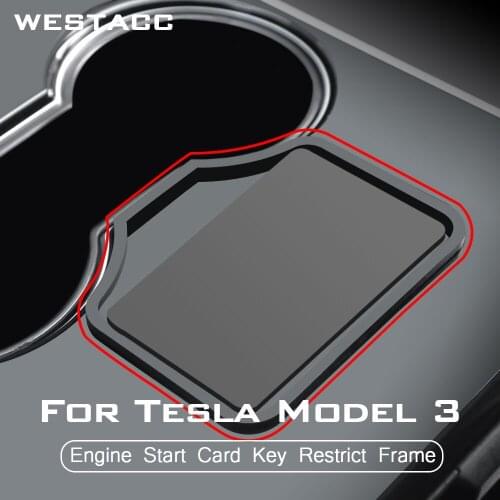 Stainless Steel Car Engine Start Key Card Restrict Stopper Frame Cover Sticker for Tesla Model 3 2016 -2021 Interior Accessories