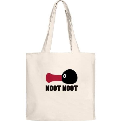 Noot noot Pingu Hip Hop Handbags Cloth Canvas Tote Bag Print Shopping Bags Reusable Shoulder Shopper Bags Casual Pacakge