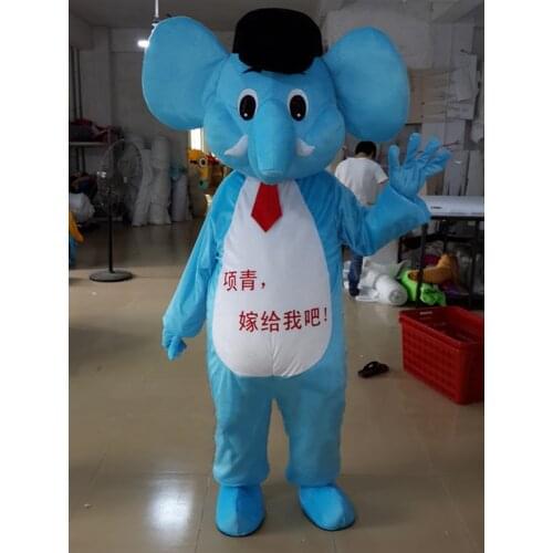 New Elephant Mascot Costume Blue Elephant Mascotte Mascot Cartoon Character Costume Christmas Party Suit Fancy Dress
