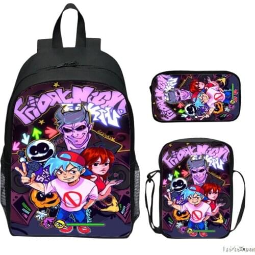 Hot Game 16 Inch Anime Friday Night Funkin Backpack 3D Video Game School Bag Bookbag Cute 3 Pcs Set Pencil Case Shoulder Bag