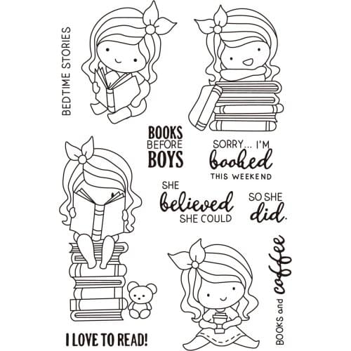 Girl and boy Transparent Clear stamps and metal cutting dies