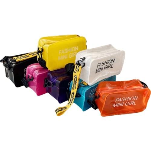 Citgeett Kids Girls Baby Kids See-Trough Bags Cross-Body Pack Handle Letter Prints Square Bucket-Shape Decorative Girl’s Bag