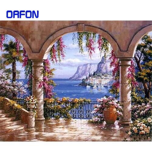 Frame Ancient Greece style DIY Painting By Number Landscape Coloring By Numbers Hand Painted Home Wall Art Decor 40x50cm Artowrk