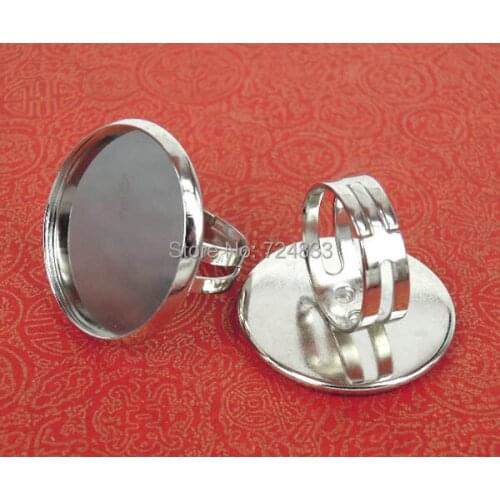 Adjustable Ring Settings Blanks Metal Round Smooth Bezel 20mm 25mm Resin Cabochon Bases Mens Rings DIY Findings Wholesale