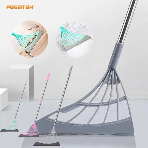 Adjustable Wiping Sweeper Floor Multifunctional 2-in-1 Squeegee Hair Remover Squeegee For Shower Sweeper Magic Broom