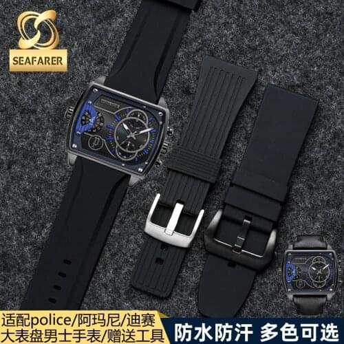 Large Size Silicone Watchband for Police DIESEL 7370 Seven Fridays Soft Waterproof Watch Band Male 26 28 30mm Watch Strap