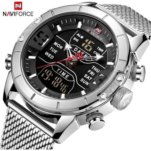 NAVIFORCE Luxury Wristwatch Mens Watches Luminous Hands Analog Quartz Dual Display Watch Waterproof Relojde hombre