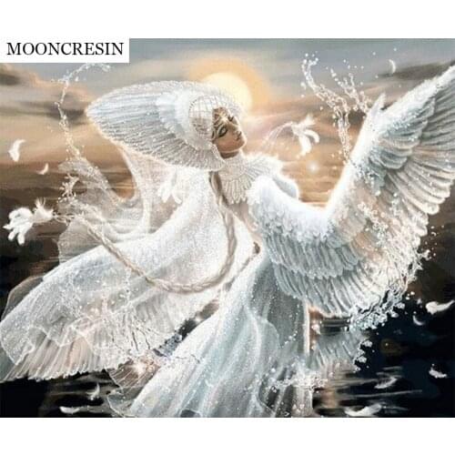 Needlework Diamond Embroidery Cartoon White Angel 5D Diy Diamond Painting Cross Stitch Mosaic Of Rhinestones Crystal Wall Decor