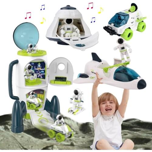 Sound and Light DIY Assembled Aviation Model Space Shuttle Cabin Rocket Space Station Childrens Educational Educational Toys