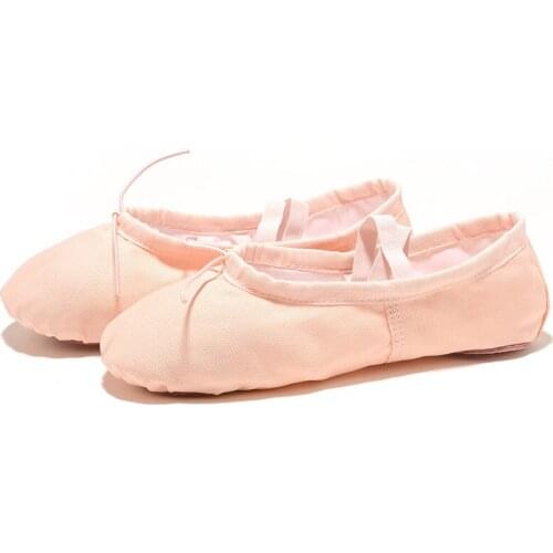USHINE EU22-45 Beige cloth head yoga slippers teacher gym indoor exercise canvas ballet dance shoes children kids girls woman