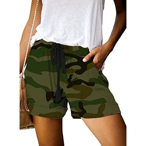 Summer new style ladies high waist shorts European and American urban street fashion cotton camouflage printed casual shorts