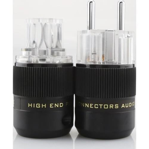 Pair High Quality Rhodium Plated Schuko Power Connector Audiophile DIY Mains Power Cord EU Plug HIFI