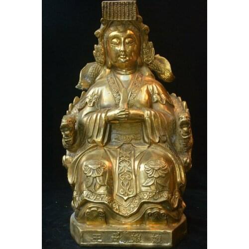 Old China Brass Copper Queen Mother of the West Goddess Immortal Statue 14 inch