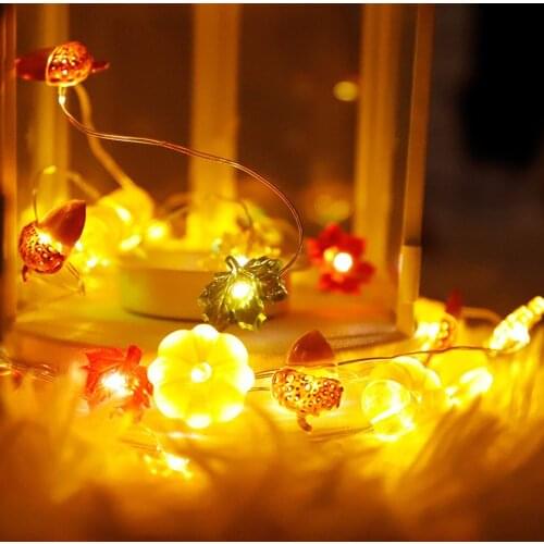 Led String Lights Acorn Pumpkin Maple Leaf Shape Lights For Bedroom Christmas Parties Wedding Centerpiece Decoration