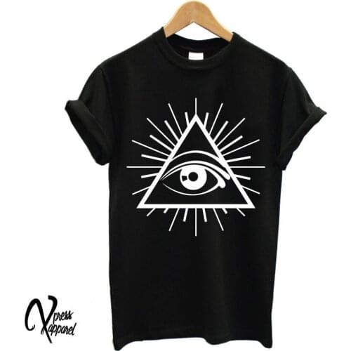 ALL SEEING EYE PRINTED MENS TSHIRT ILLUMINATI CULT CROSS TEE SWAG TUMBLR HIP TOP TShirt Tee Shirt Unisex More Size and Colo-A376