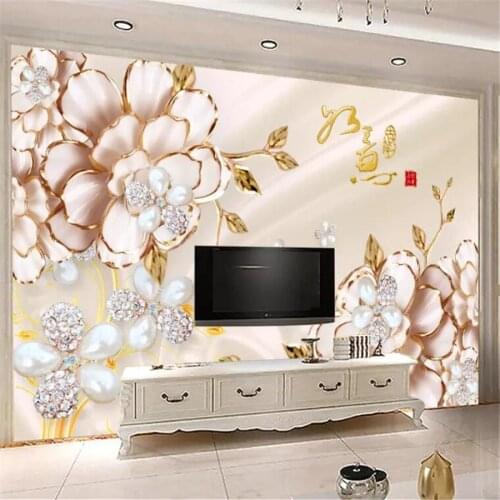 Wellyu Custom wallpaper 3d photo murals relief rose flower wishful auspicious jewelry background wall paper 3d papel de parede