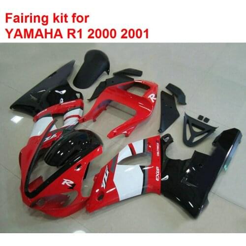 Aftermarket body parts for YAMAHA fairings R1 2000 2001 red black white fairings set YZF R1 00 01 MM79