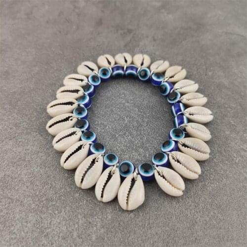 Blue Evil Eye Beads Bracelet Boho bracelets for women Friendship Shell Bracelet Handmade Gift For women