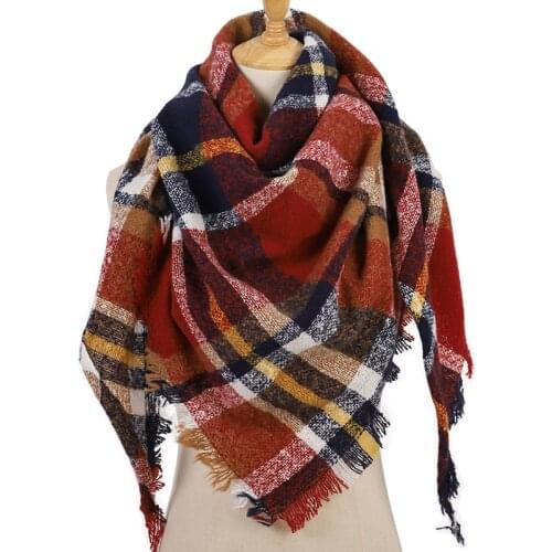 Women scarf echarpe femme wraps plaid winter cashmere scarves lady shawls bandana neck warm knitted Triangle Bandage foulard