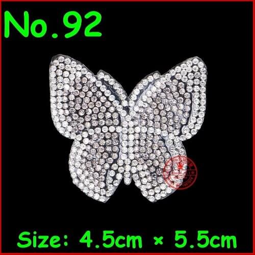 1 Pcs/Lot White Butterfly Design Hot Fix Motif Rhinestone Iron On Crystal Patch For Women Wedding Dress Kids Clothes DIY T Shirt