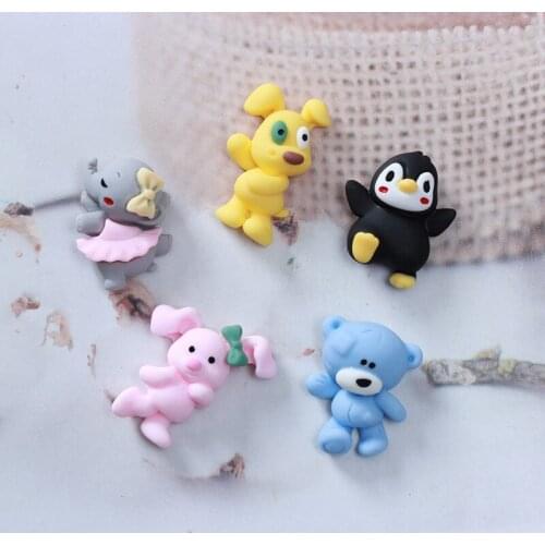 10Pcs/lot Cartoon Animals Cute Rabbit Bear Flatback Resin Cabochon Scrapbooking Hair Accessories DIY Phone Case Decoration Craft