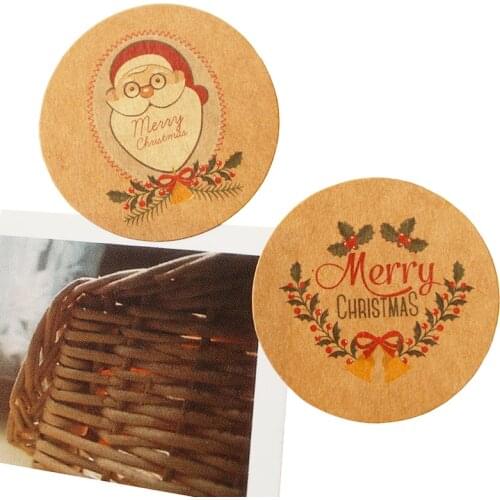 108pcs Santa Claus Kraft Paper Sticker Merry Christmas Jingle Bells Decor Sticker DIY Scrapbooking Bakery Sealing Labels
