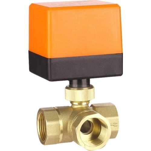 12V 24V DN15 DN25 DN20Brass Electric Motorized Ball Valve 3 Way 3-Wire 1.6Mpa Thread 90 Degree Rotation for water gas oil