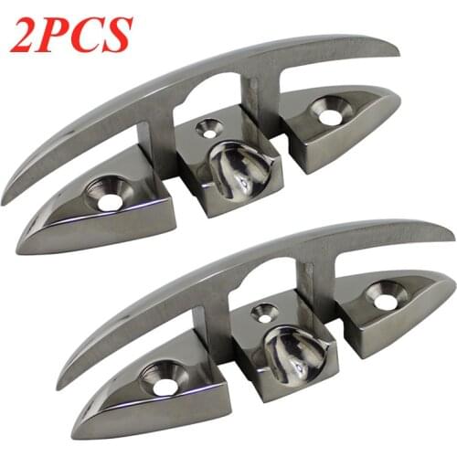 2PCS 6 Inch SS316 Boat Flip Up Folding Pull Up Cleat for marine boat yacht accessorie 316 Stainless Steel Flip Up Cleat 155x52mm
