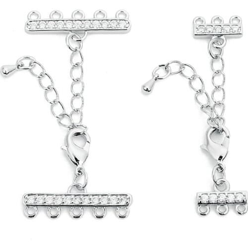 2pcs/set Copper Fit 3/5 Hole Chains End Fastener Clasps Lobster Clasps Connectors DIY Beadwork Bracelets Necklace Jewelry Making